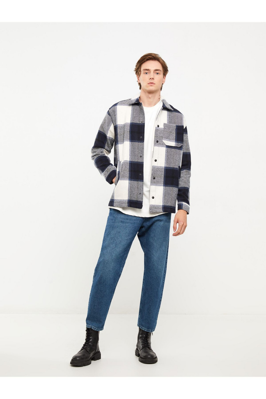 LC Waikiki Comfortable Fit Shirt Collar Plaid Men's Coat