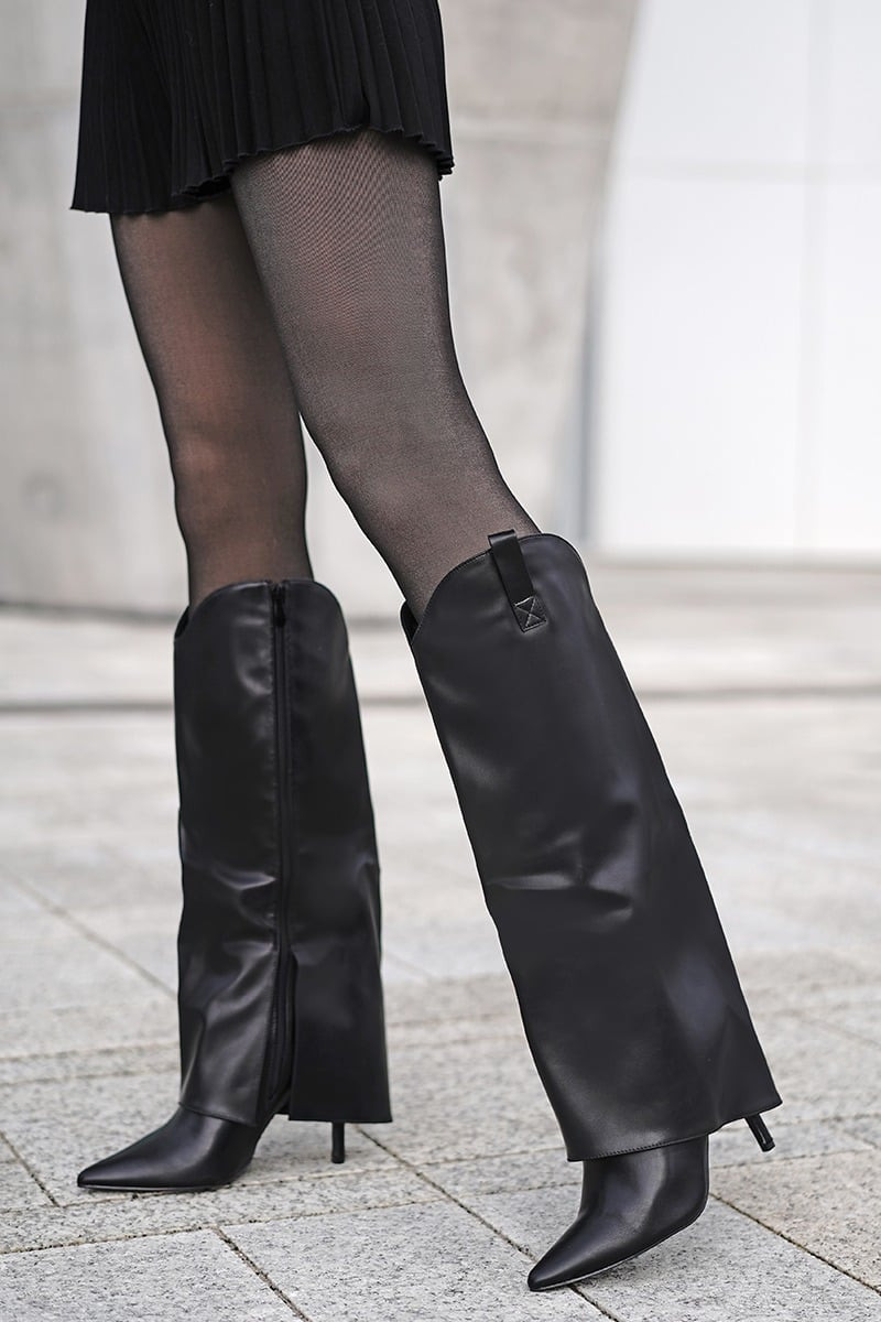 Černé vysoké kozačky Gracia