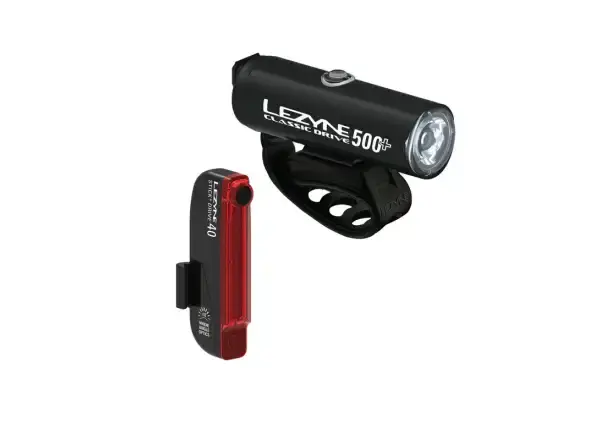 Lezyne Classic Drive 500+/Stick Drive sada světel Satin Black/Black