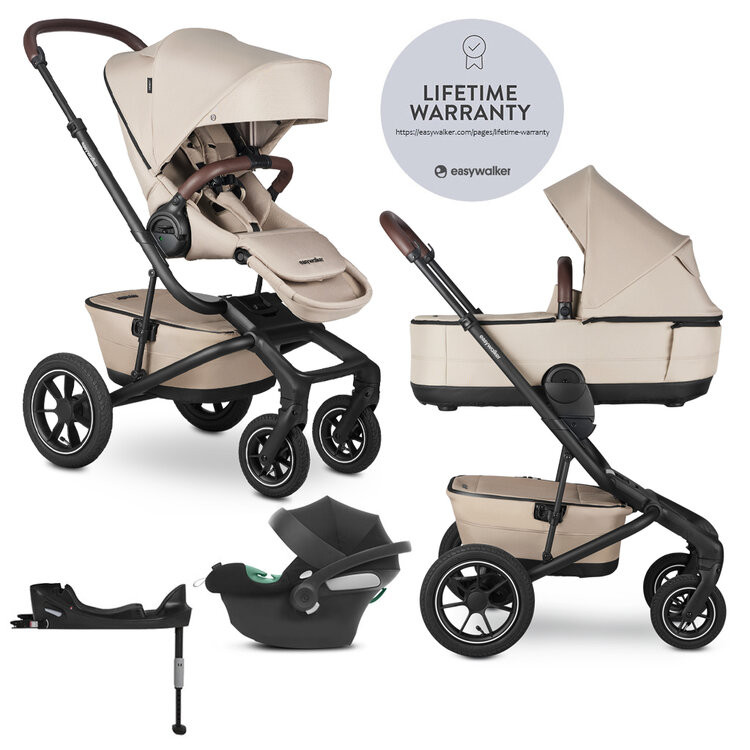 EASYWALKER Kočárek kombinovaný Jimmey Explore Pearl Taupe AIR + CYBEX Aton B2 i-Size + základna