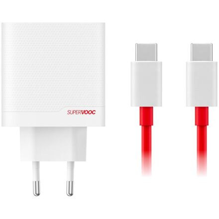 OnePlus SUPERVOOC 80W GaN Dual USB-A + USB-C Cestovní Nabíječka + USB-C/USB-C Kabel White