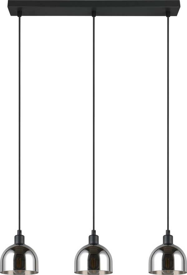 Závěsné svítidlo se skleněným stínidlem v černo-stříbrné barvě Molly – Trio