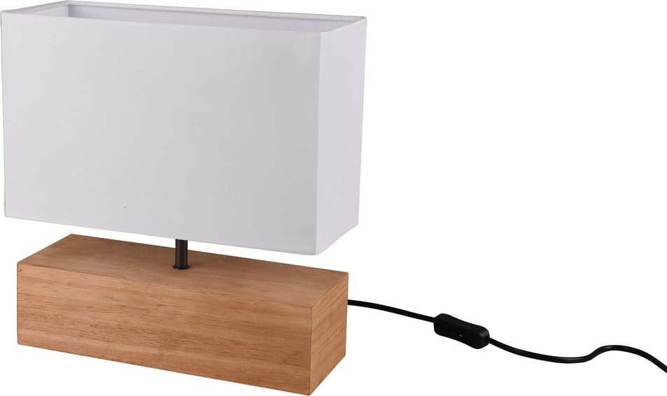 Stolní lampa s textilním stínidlem v bílo-přírodní barvě (výška 30 cm) Woody – Trio