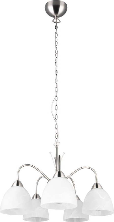 Závěsné svítidlo se skleněným stínidlem v bílo-stříbrné barvě ø 55 cm Dobby – Trio