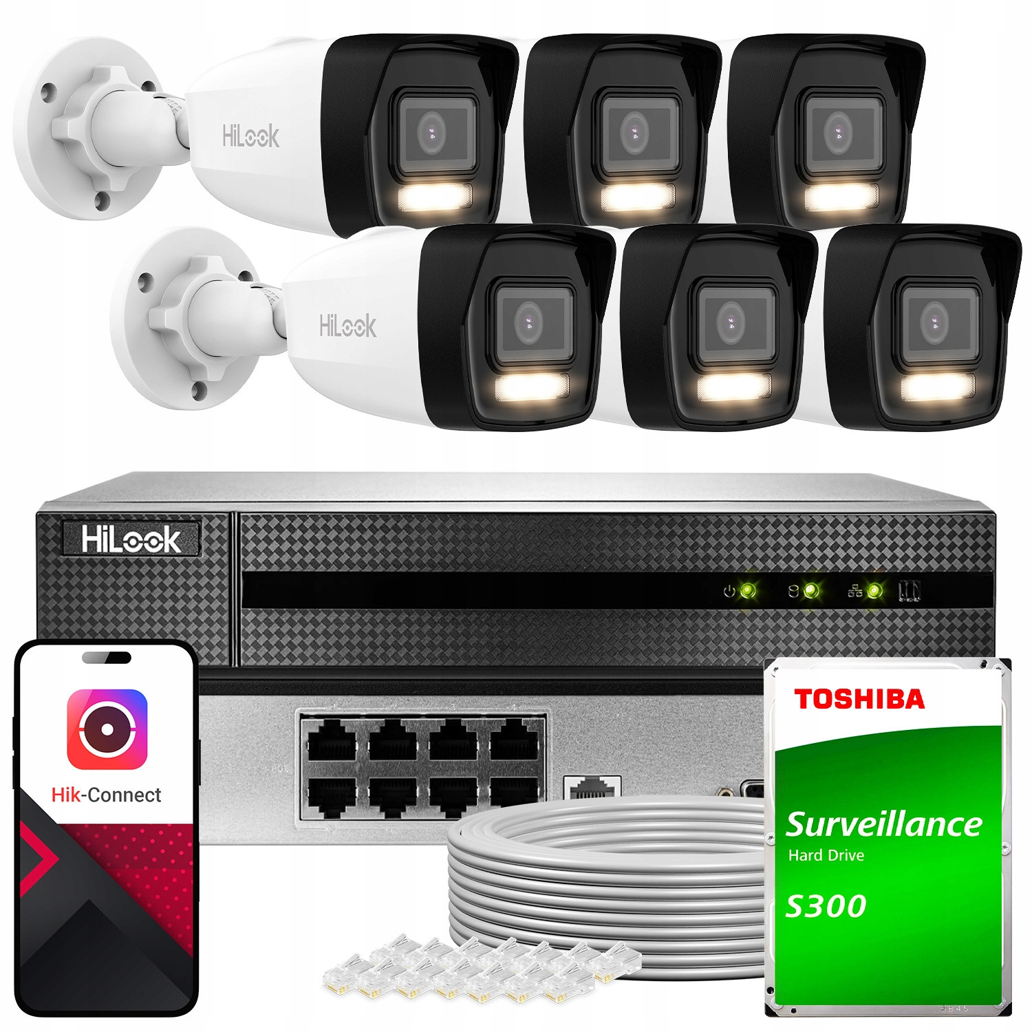 Monitorovací set 6x IPCAM-B6-30DL 6Mpx HiLook by Hikvision Disk 2TB