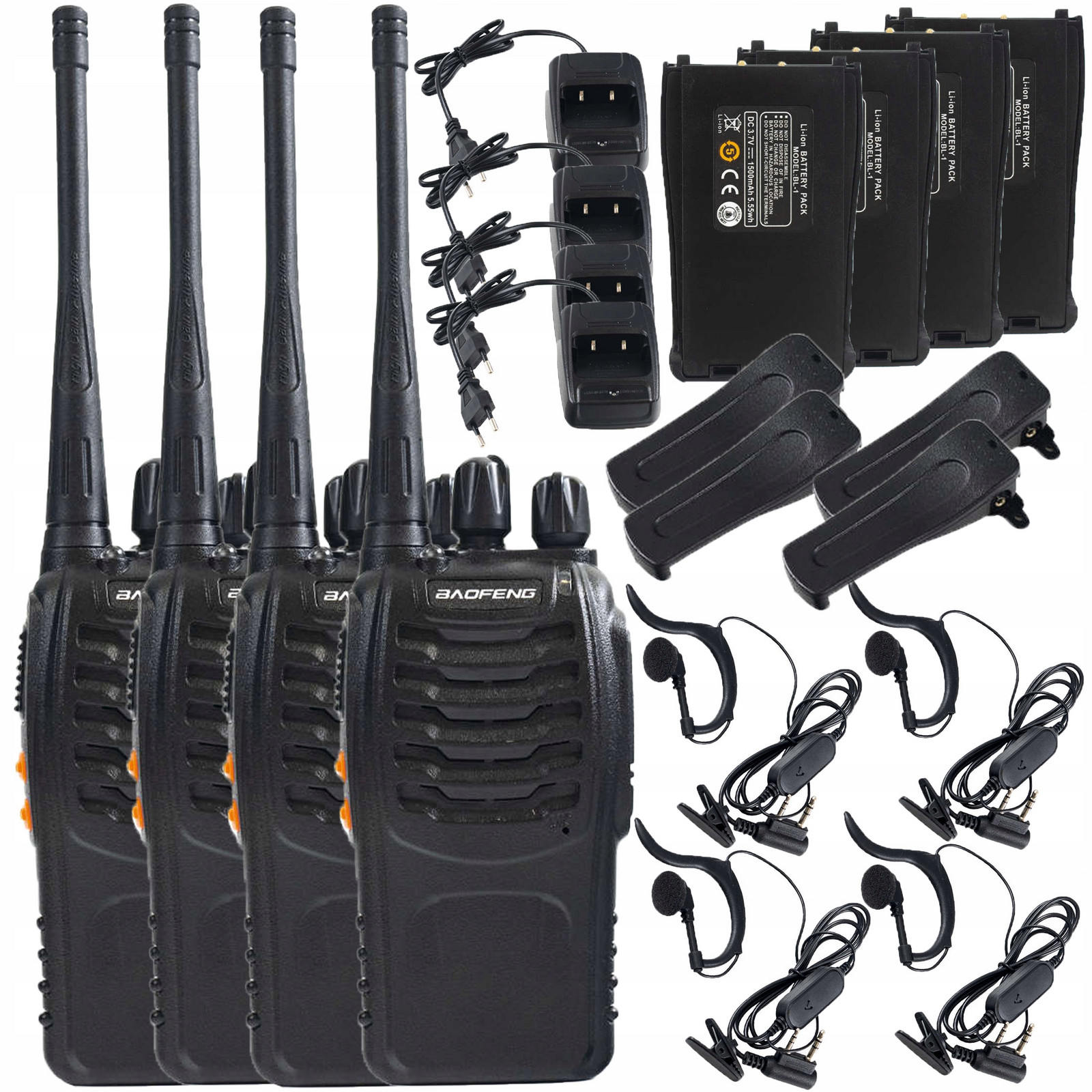 Vysílačka 4x Walkie Talkie Baofeng BF-888S Pmr Velký Dosah Radiotelefon