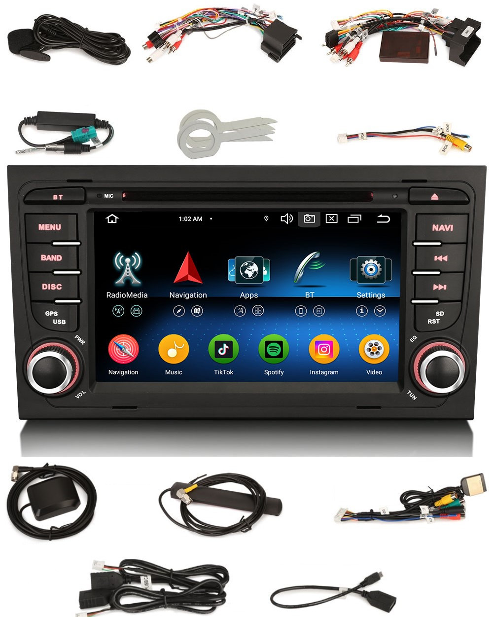 2DIN Rádio Navigace Android Audi A4 B6 B7 Seat Exeo 4 Gb Dsp Carplay Lte