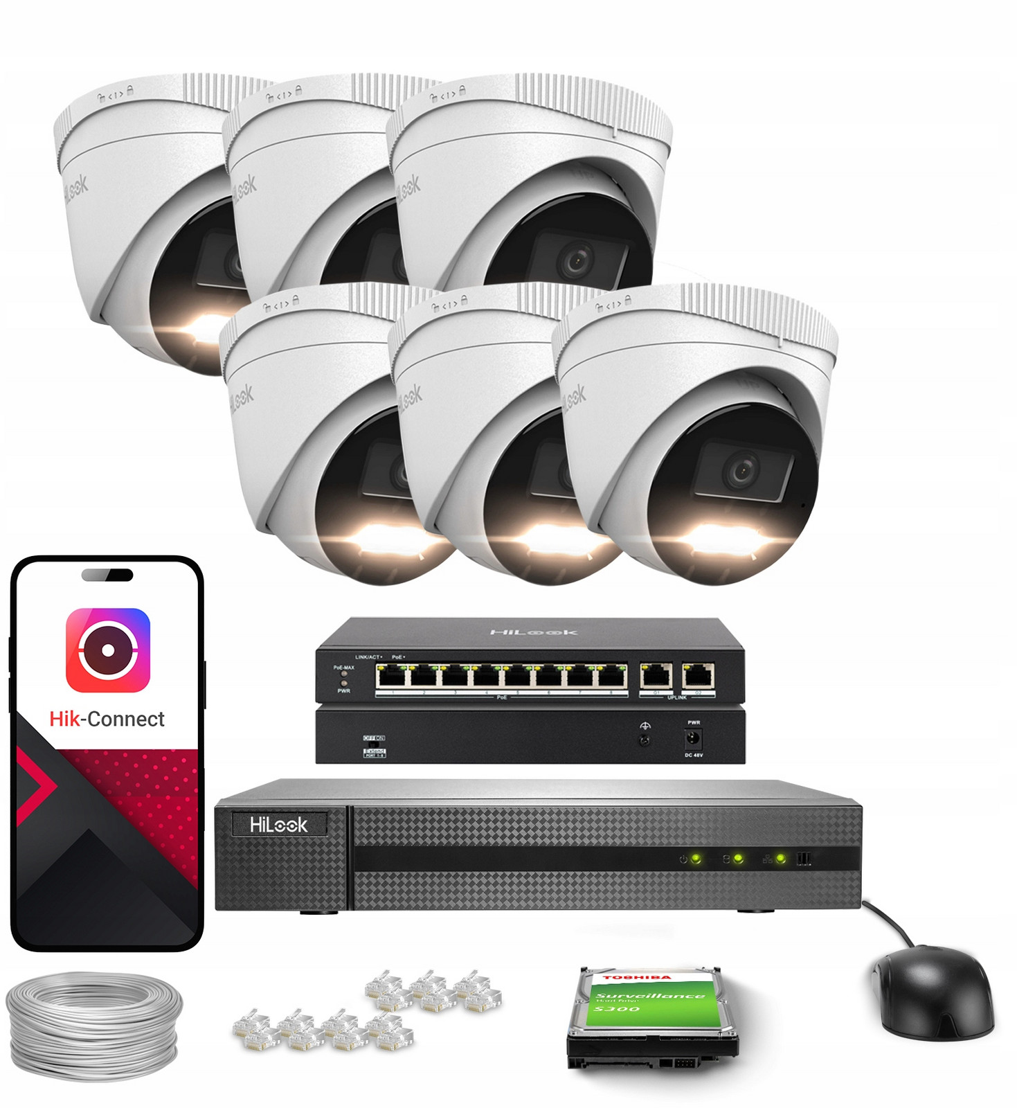 Ip monitorovací sada HiLook by Hikvision 6MP Ir/led Aplikace 2TB disk