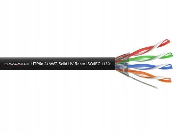 Kabel UTP5E Cu Uv drát černý 305m Maxcable