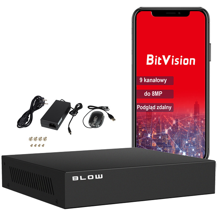 Ip monitorovací rekordér pro kamery 9 kanálů 8MP Aplikace 1xHDD Cctv Blow