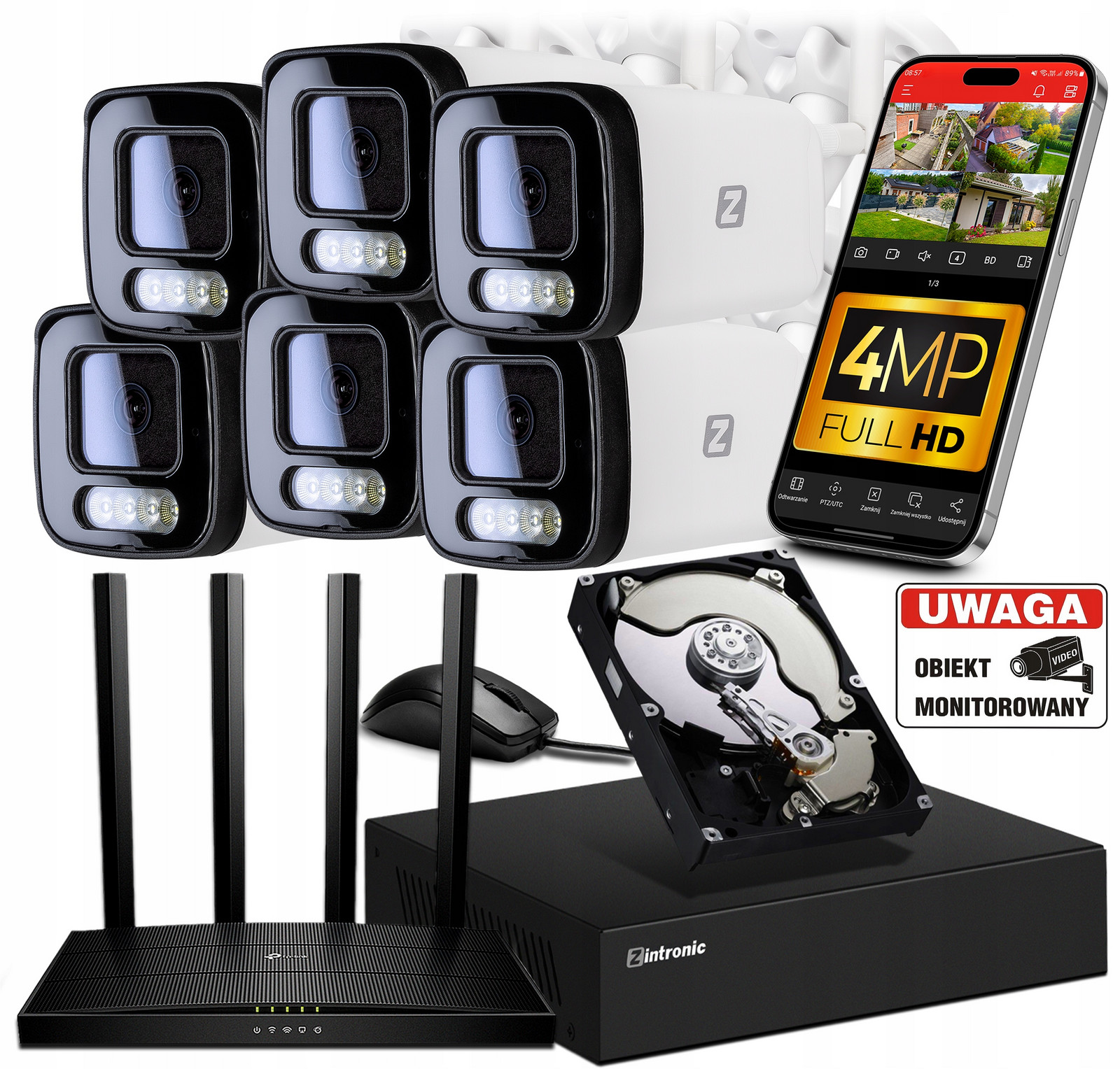 Sada pro Monitorování Ip WiFi 6 Kamer A4 4MPx +Router