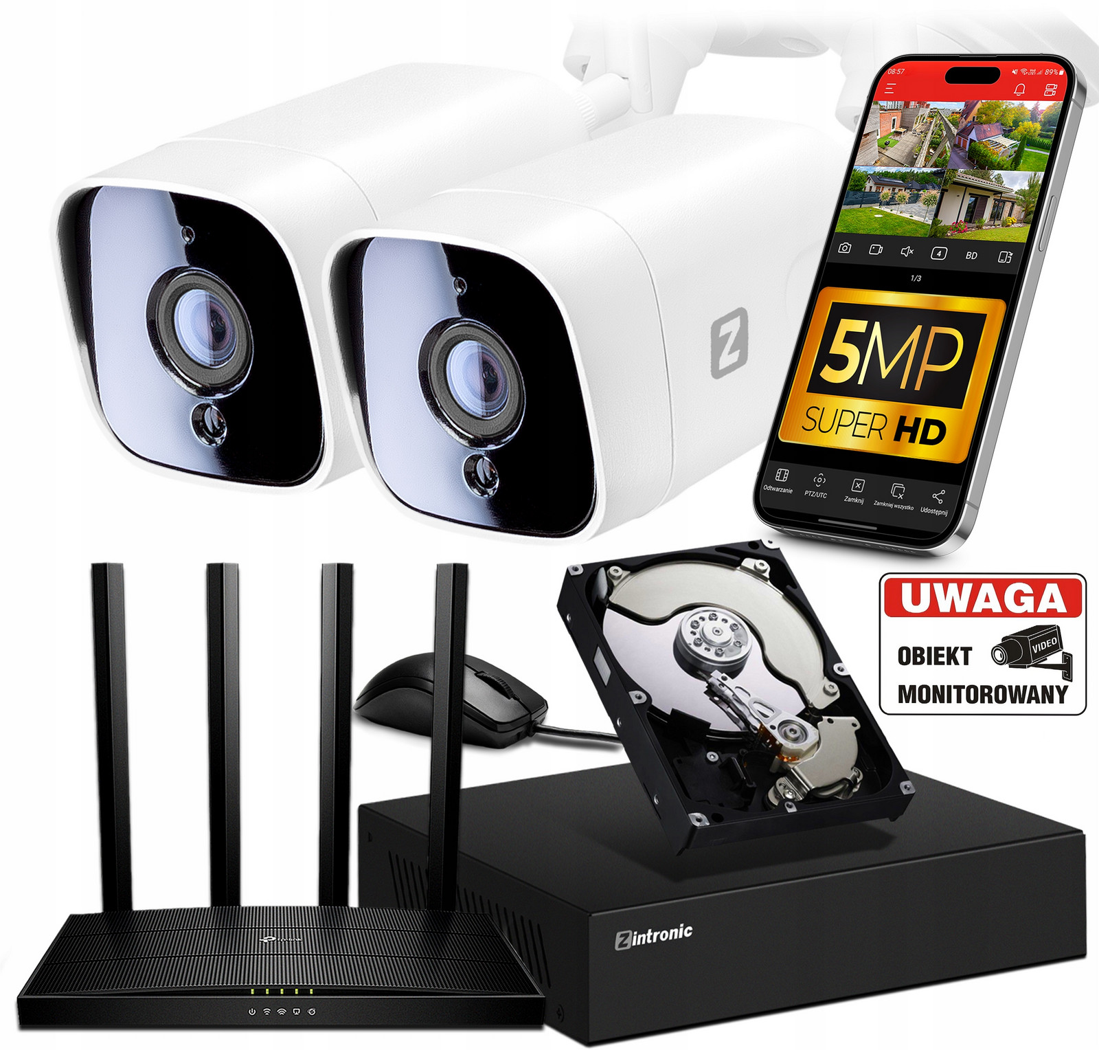 Sada pro Monitorování Ip WiFi 2 Kamery 5MPx 1TB