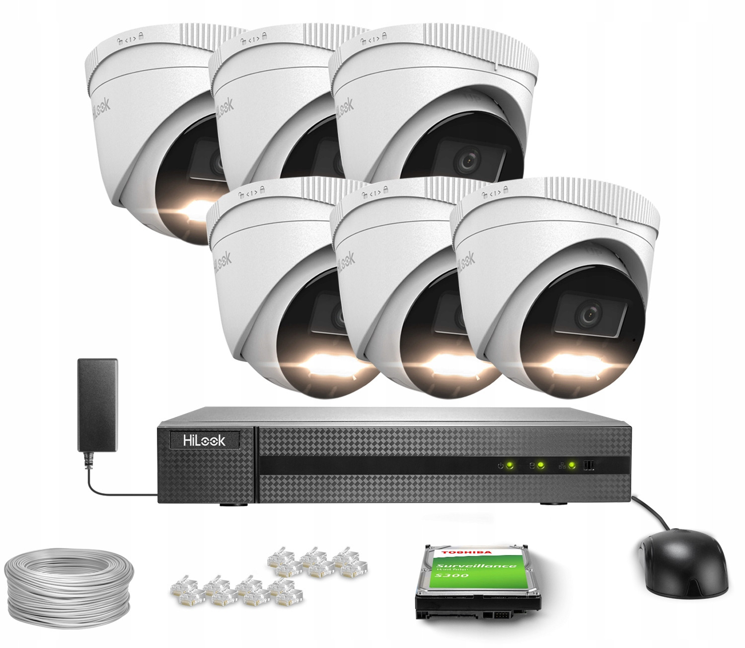 Monitorovací set 6x IPCAM-T6-30DL 6Mpx PoE HiLook by Hikvision Disk 2TB