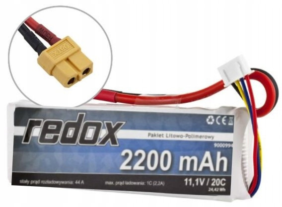 Akumulátor Lithium Polymerová LiPo Redox 2200mAh 11,1V 20C Balíček pro Rc