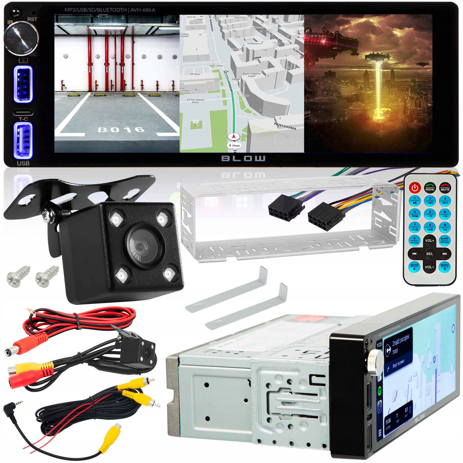 Autorádio 1-DIN Dotykové Usb-c Bluetooth Wifi Couvací Kamera IP67