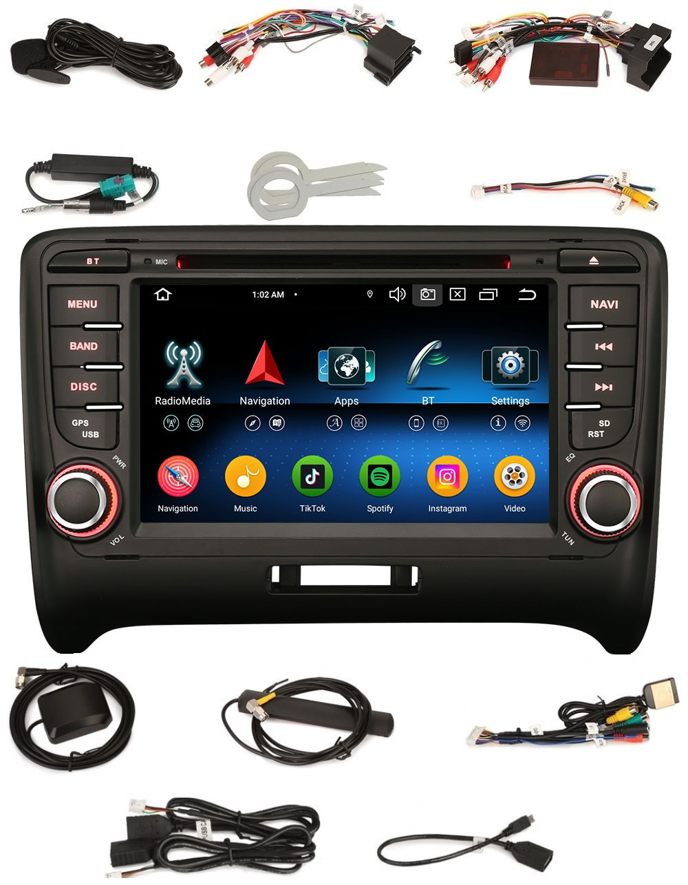 Navigace Rádio 2DIN Android Audi Tt MK2 4/64 Gb Dsp Carplay Lte DVD 8-CORE