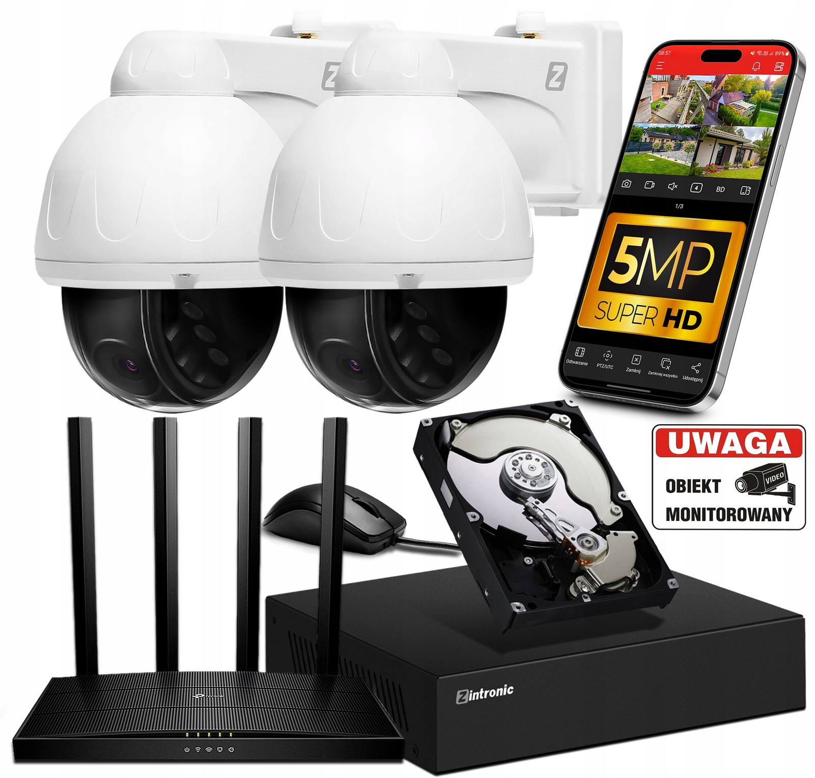 Sada pro Monitorování 2 kamery P5 WiFi 5Mpx 1TB +Router