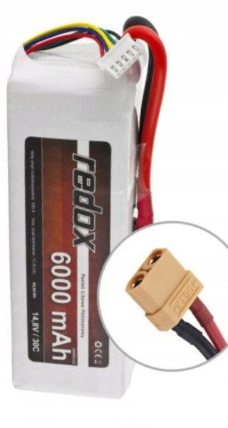 Akumulátor Lithium Polymerová LiPo Redox 6000mAh 14,8V 30C Balíček pro Rc