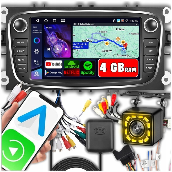 Autorádio pro Ford Mondeo MK4 Focus MK2 MK3 Galaxy Gps Android Wifi