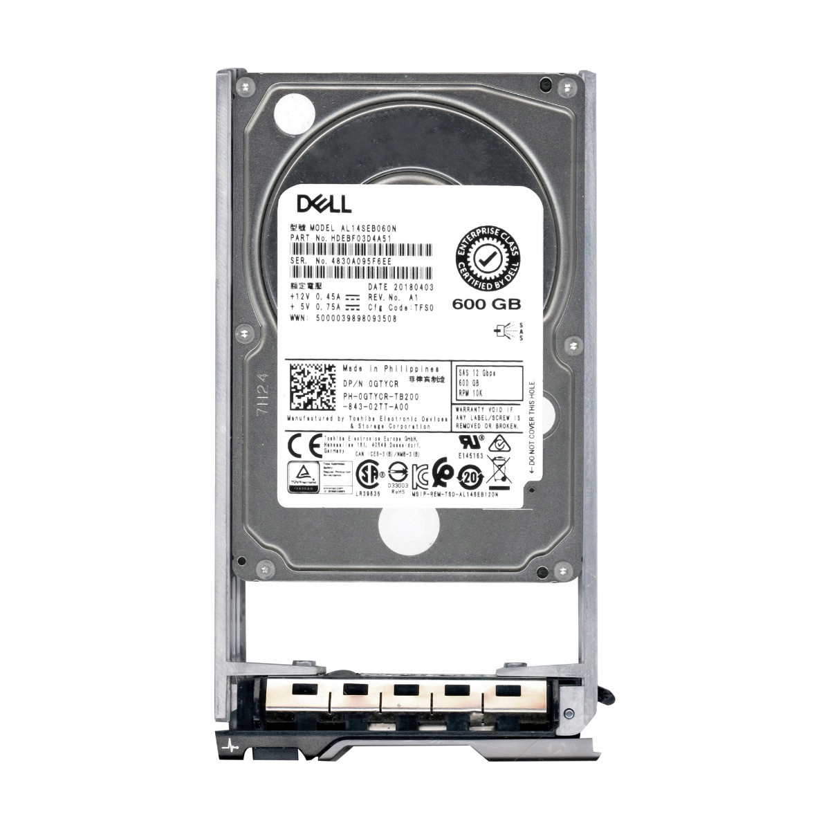 Dell 0GTYCR 600GB 10K 128MB SAS-3 2.5'' AL14SEB060N