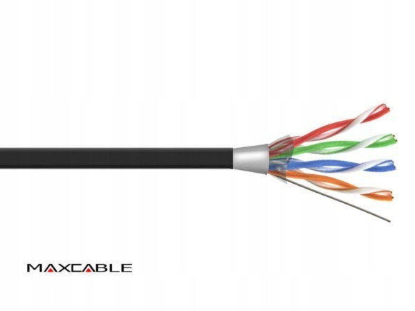 Kabel FTP6 Cu Uv drát černý 305m Maxcable