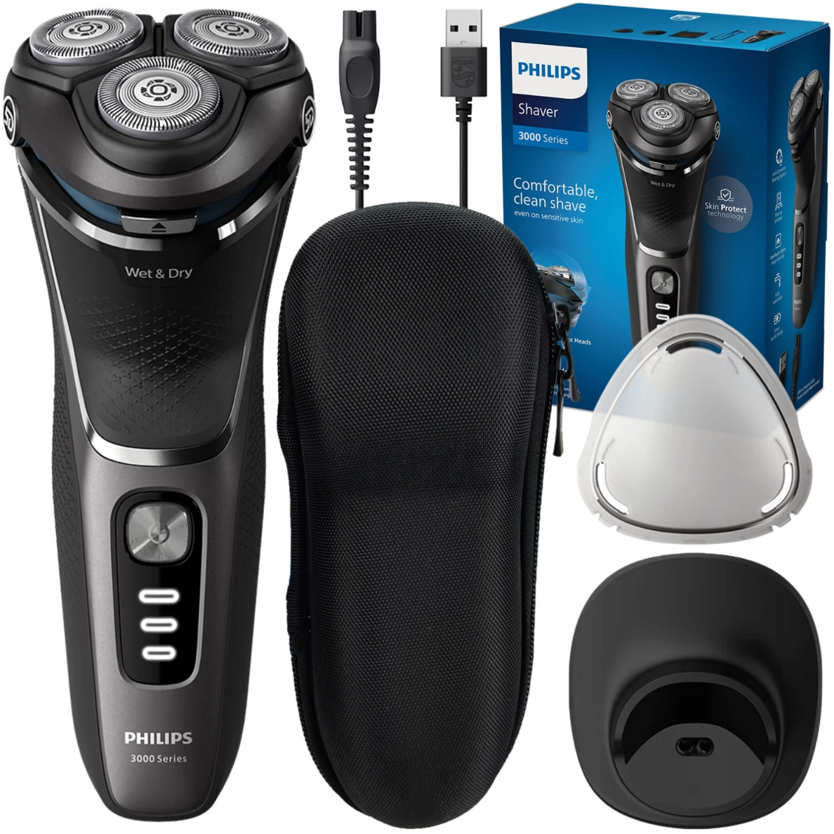 Holicí Strojek Philips Series 3000 S3344/13 Skinprotect Voděodolný Zastřihovač Pouzdro