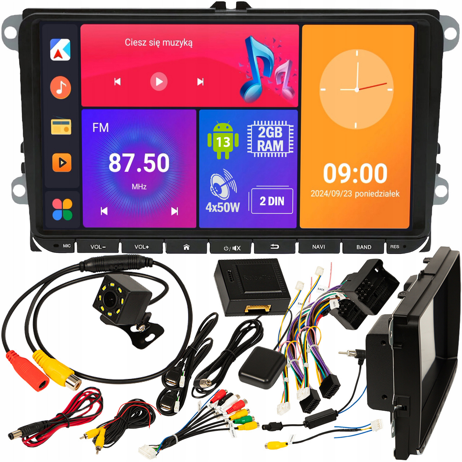 Autorádio 2 Din 9 Palců Vw Passat B6 B7 Golf 5 V 6 VI Skoda Seat