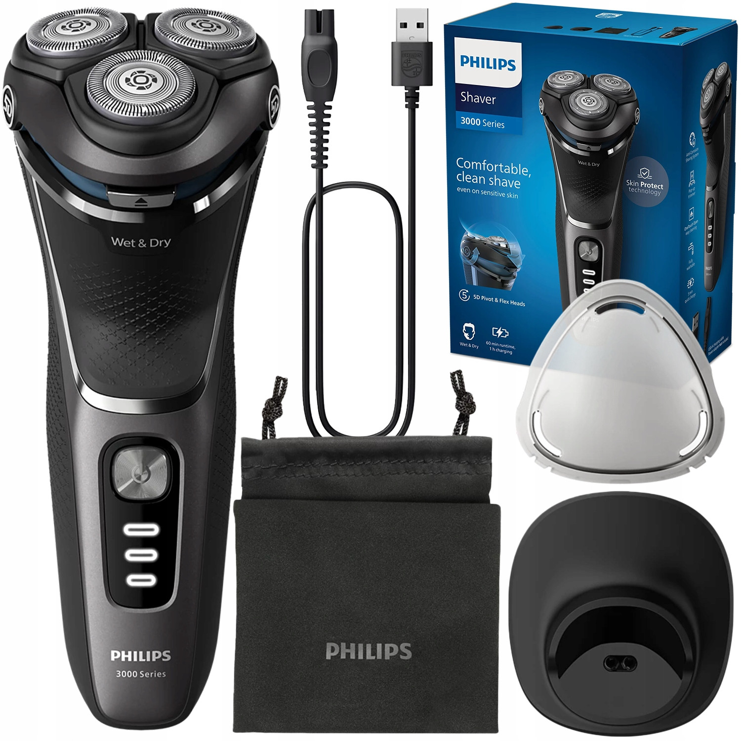 Holicí Strojek Philips Series 3000 S3344/13 Skinprotect Voděodolný Zastřihovač