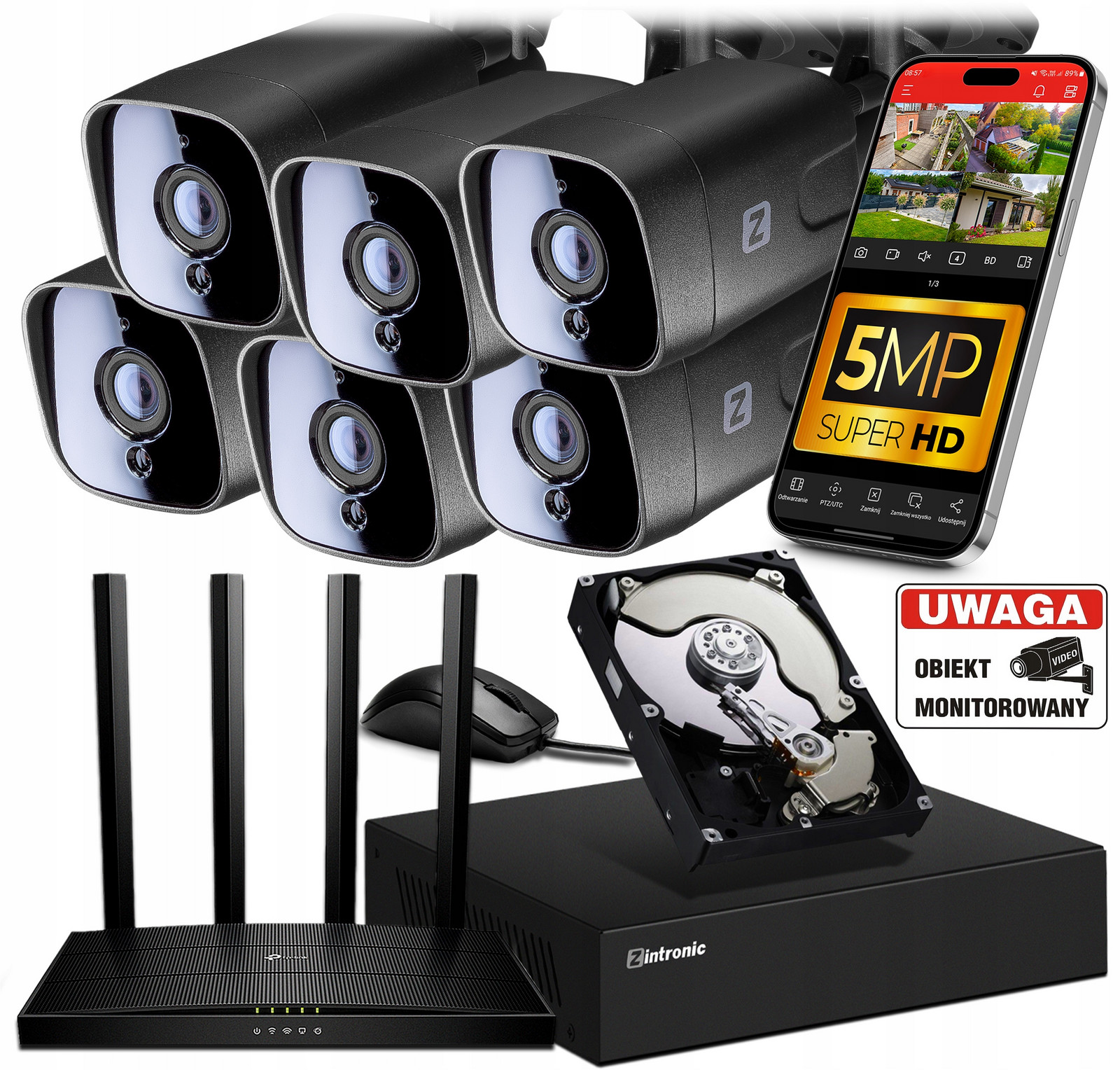 Sada pro Monitorování WiFi 6 Kamer (černá) 5MPx 1TB +Router