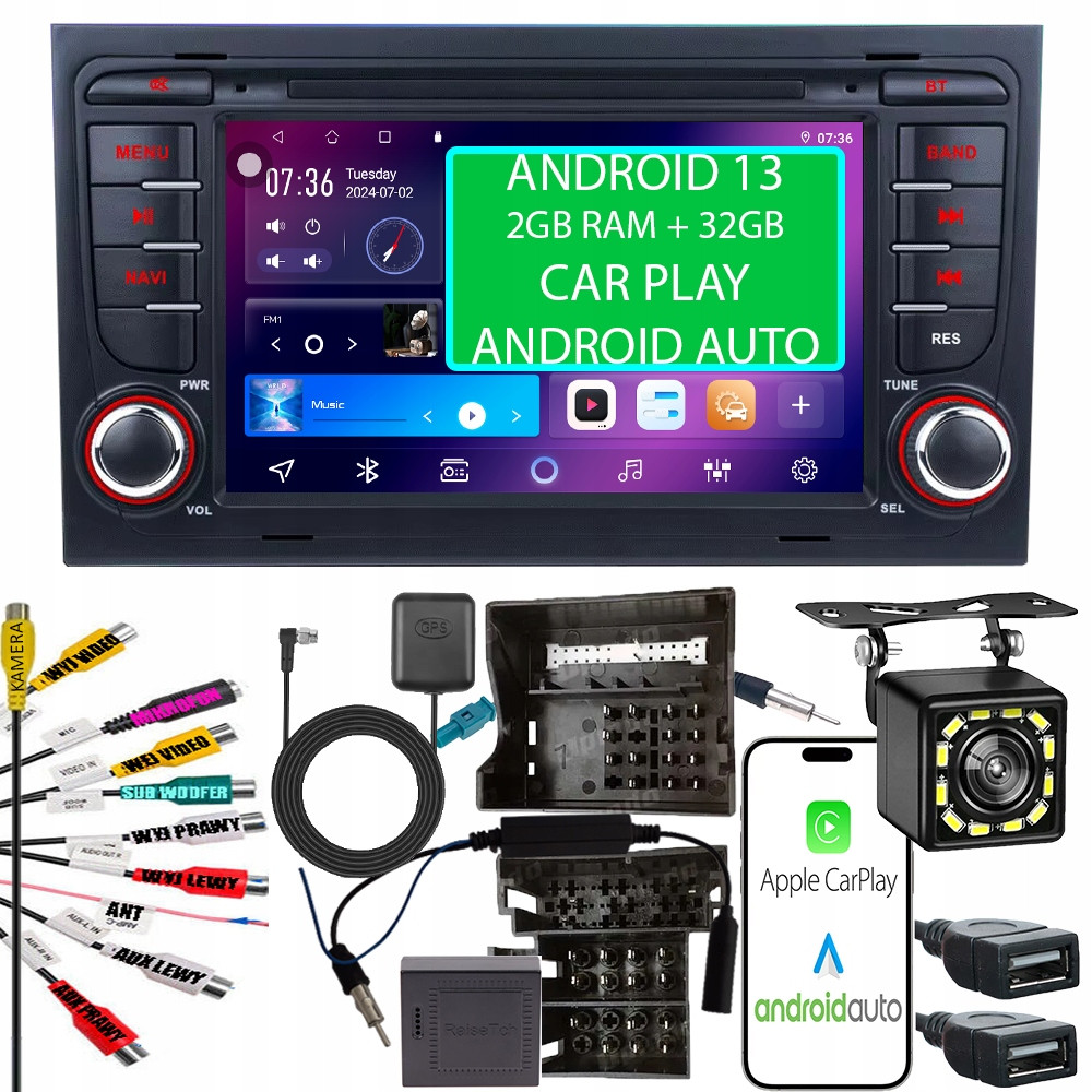 Android Autorádio 2DIN Audi A4 2GB 32GB B6 B7 2000-08 RS4 Seat Exeo