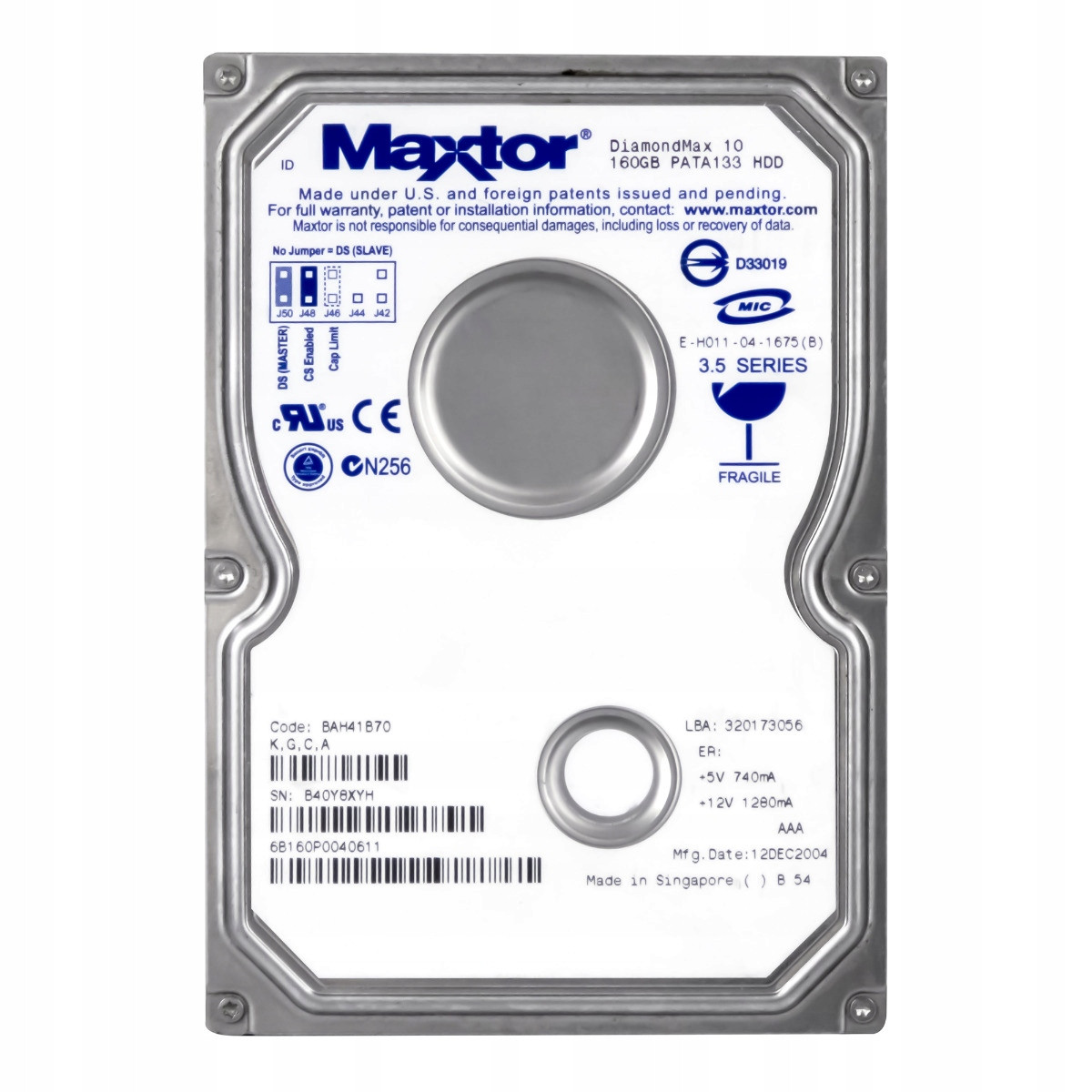 Maxtor DiamondMax 10 160GB 7.2K 8MB Ata 3.5'' 6B160P0