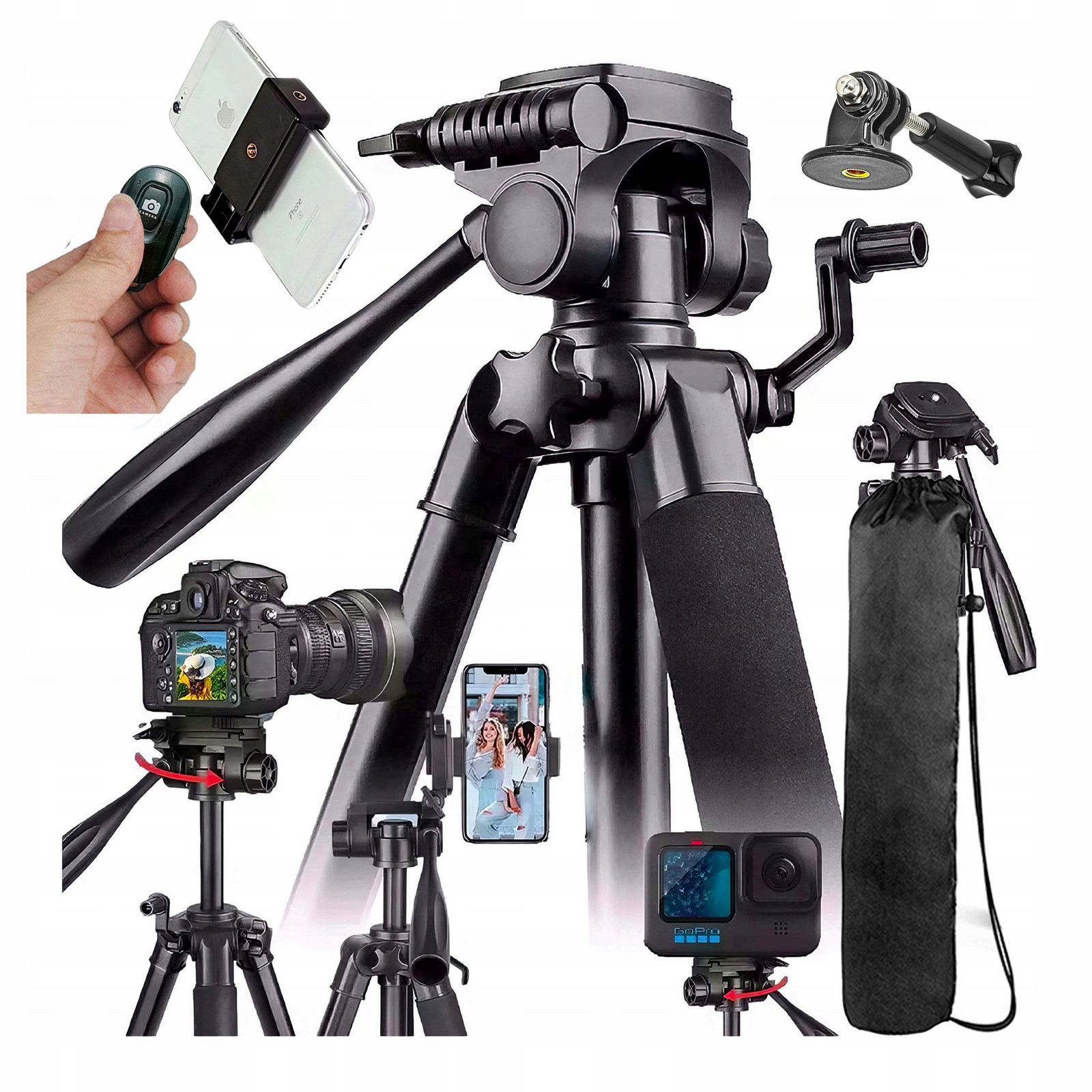 Stativ Fotografický Stojan Držák Telefonu Tripod Dálkové Ovládání Bluetooth 168 CM