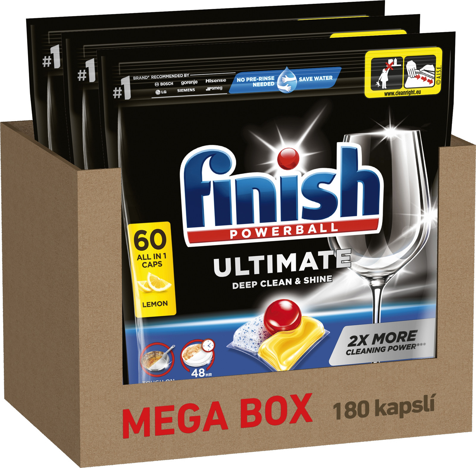 Finish Ultimate All in 1 Lemon Sparkle kapsle do myčky nádobí 180 ks