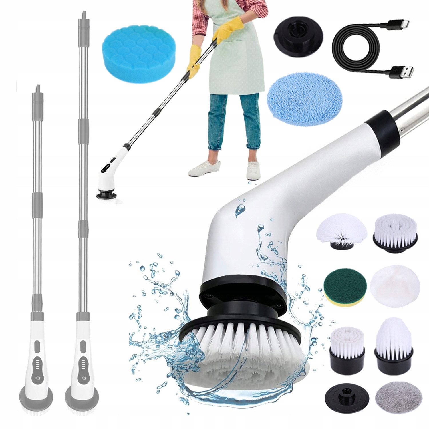 Elektrický Kartáč Na Čištění 2000MAH Sada S 9 Výměnnými Hlavicemi