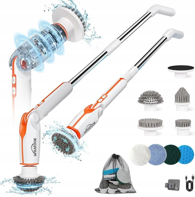 Elektrický Rotační Kartáč 8 Bezdrátových Hlavic 130 CM 2 Rychlosti