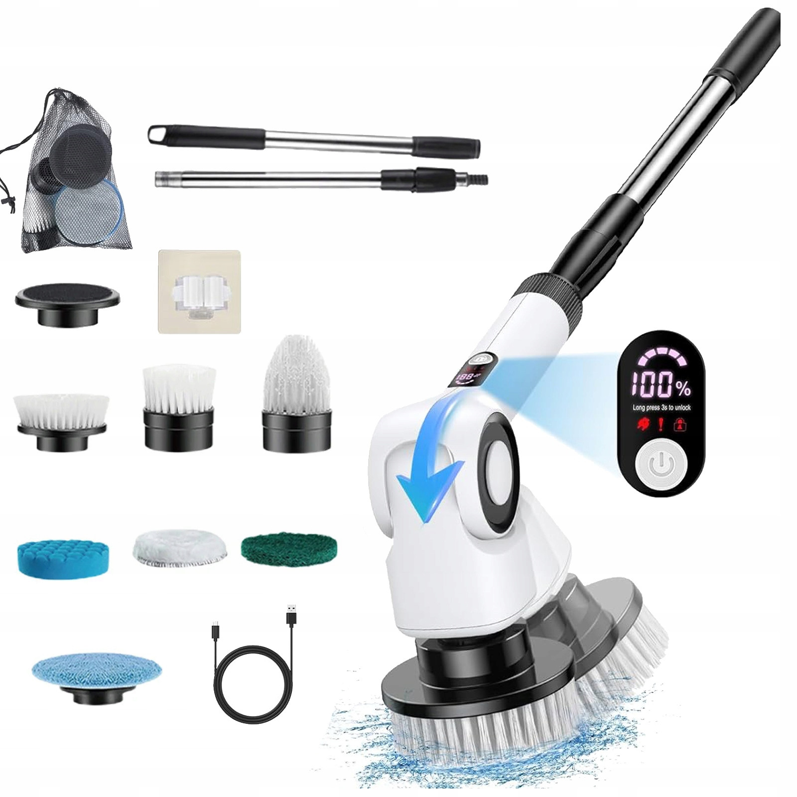 Elektrický Čisticí Kartáč Bezdrátový Ruční Voděodolnost IPX7
