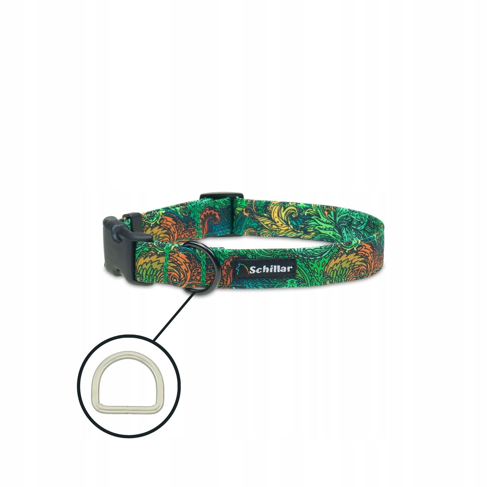 Obojek na přezku pro velkého psa zelený wavy grass L XL 40-60cm