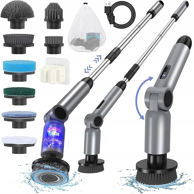 Homtronics Elektrický Rotační Čistič 450 Ot/min 8 Hlavic Displej