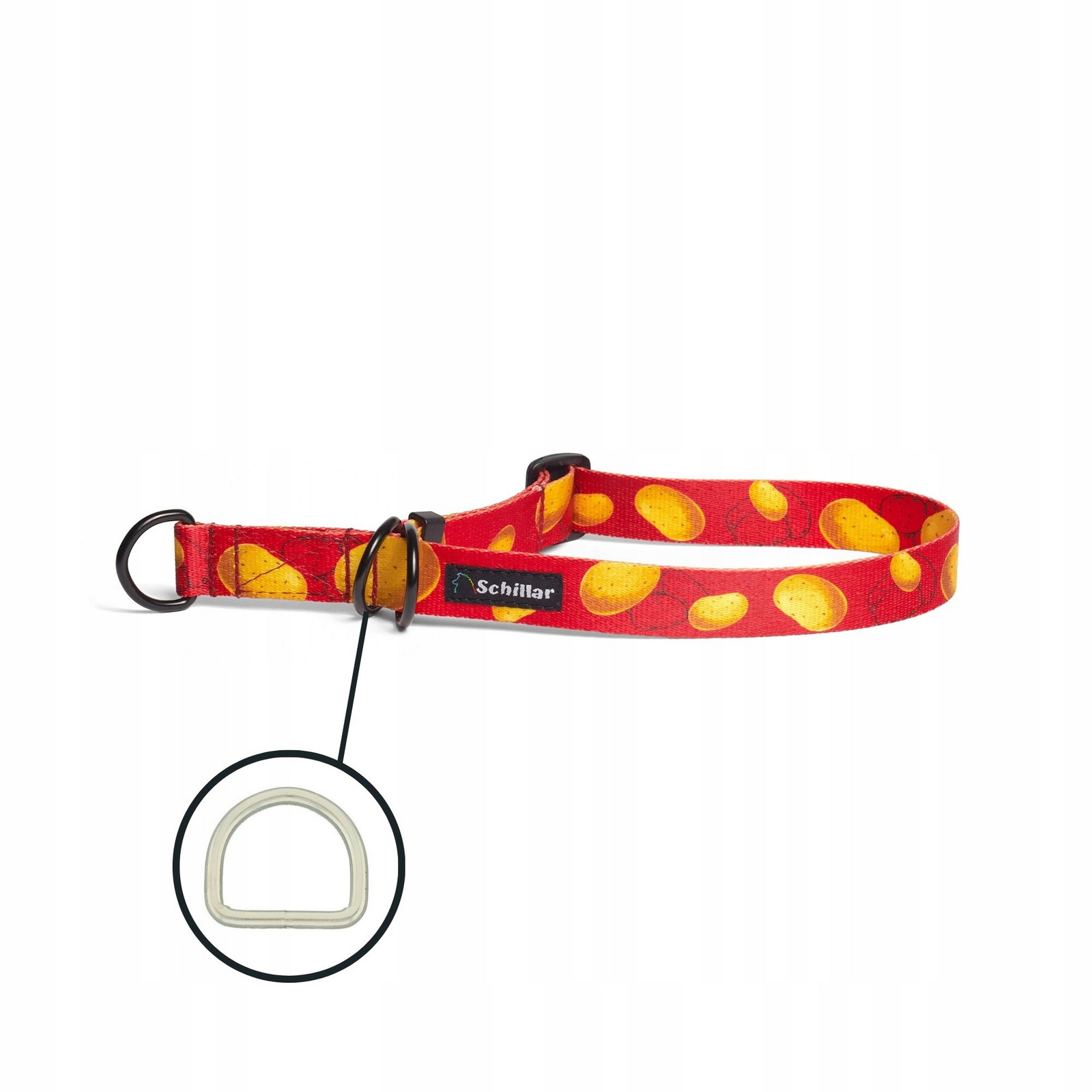 Polostahovací obojek pro velkého psa červené brambory kartofle L XL 40-60cm