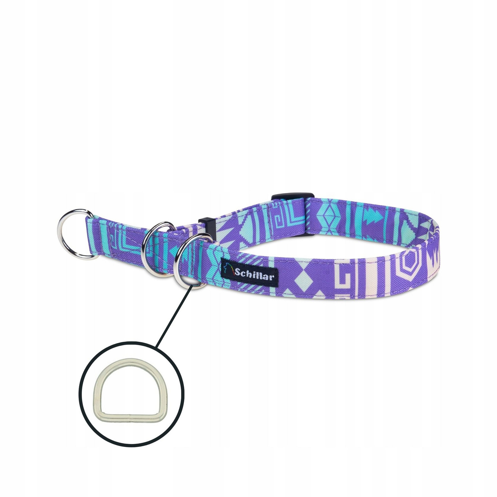 Polostahovací obojek pro velkého psa barevný fialový aztec L XL 40-60cm