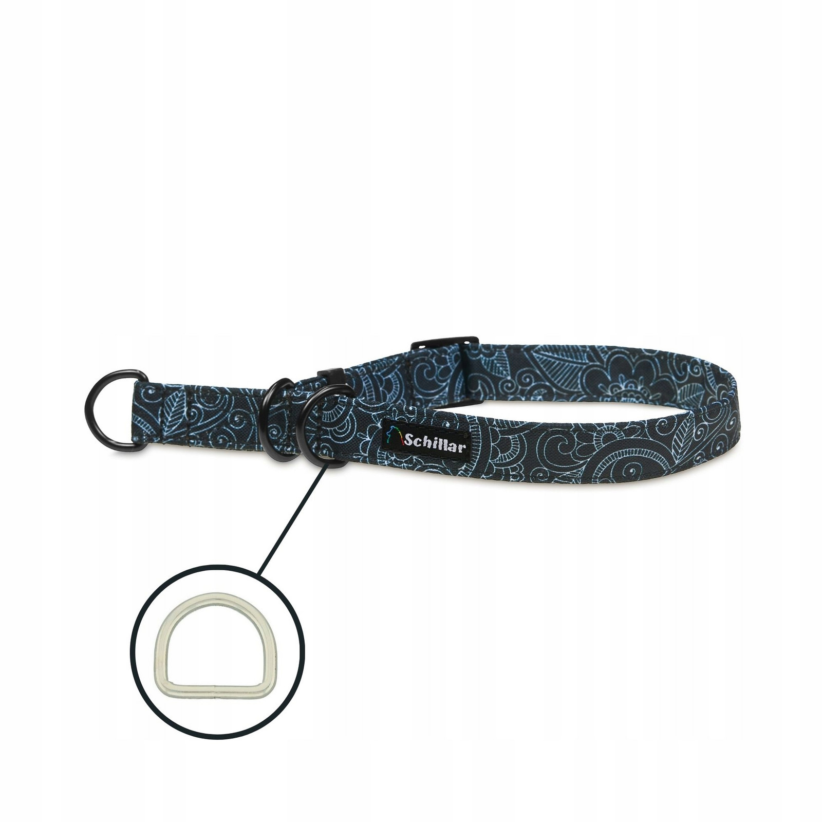 Polostahovací obojek pro velkého psa barevný černý paisley L XL 40-60cm