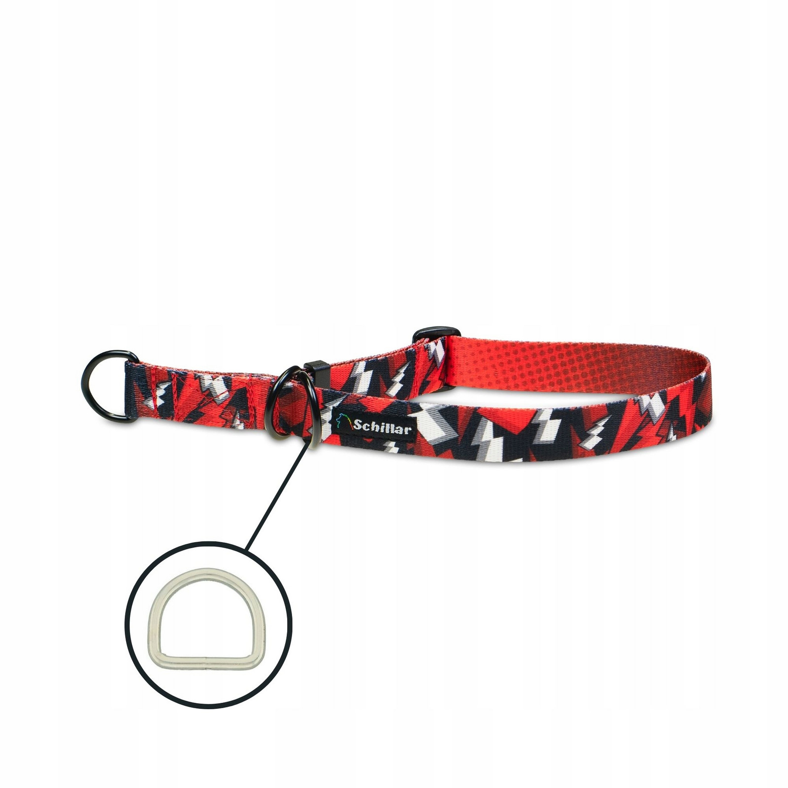 Polostahovací obojek pro velkého psa červený revolution blesky L XL 40-60cm