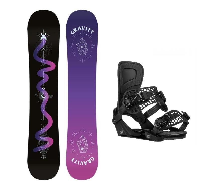 Gravity Sirene Black 24/25 dámský snowboard + Gravity Rise black vázání