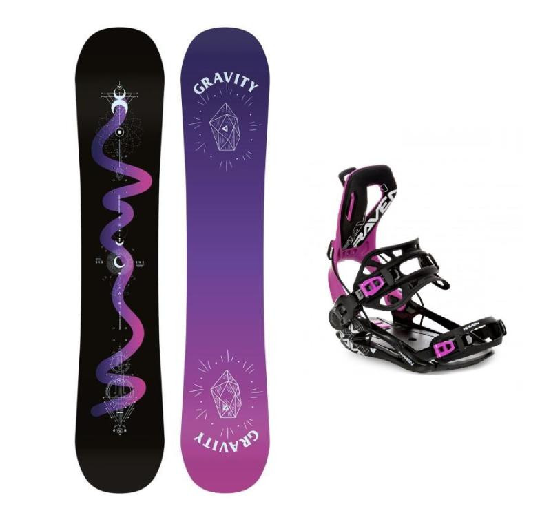 Gravity Sirene Black 24/25 dámský snowboard + Raven Fastec FT360 black/fuchsia vázání