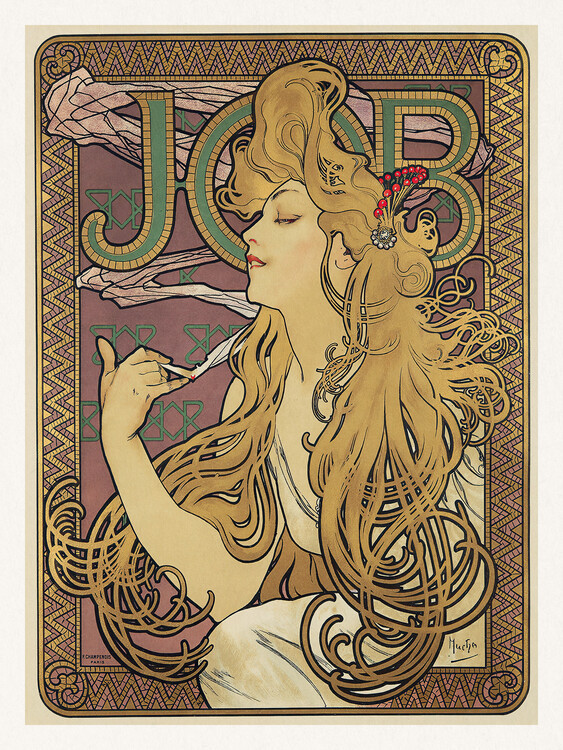 Alfons Mucha Obrazová reprodukce Job, Cigarette Paper Advert, Alfons Mucha, 30 × 40 cm