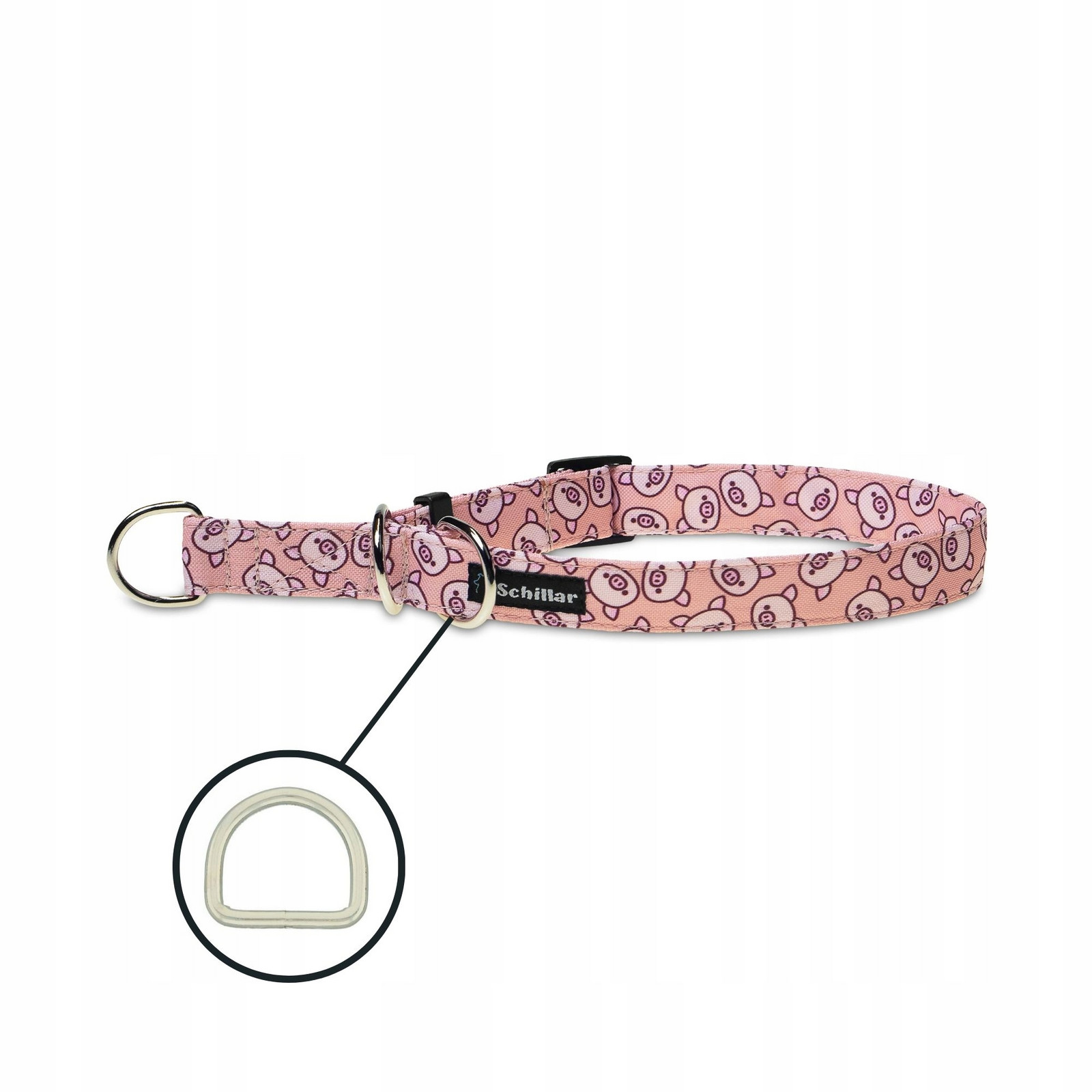 Polostahovací obojek pro velkého psa barevná prasátka růžová L XL 40-60cm