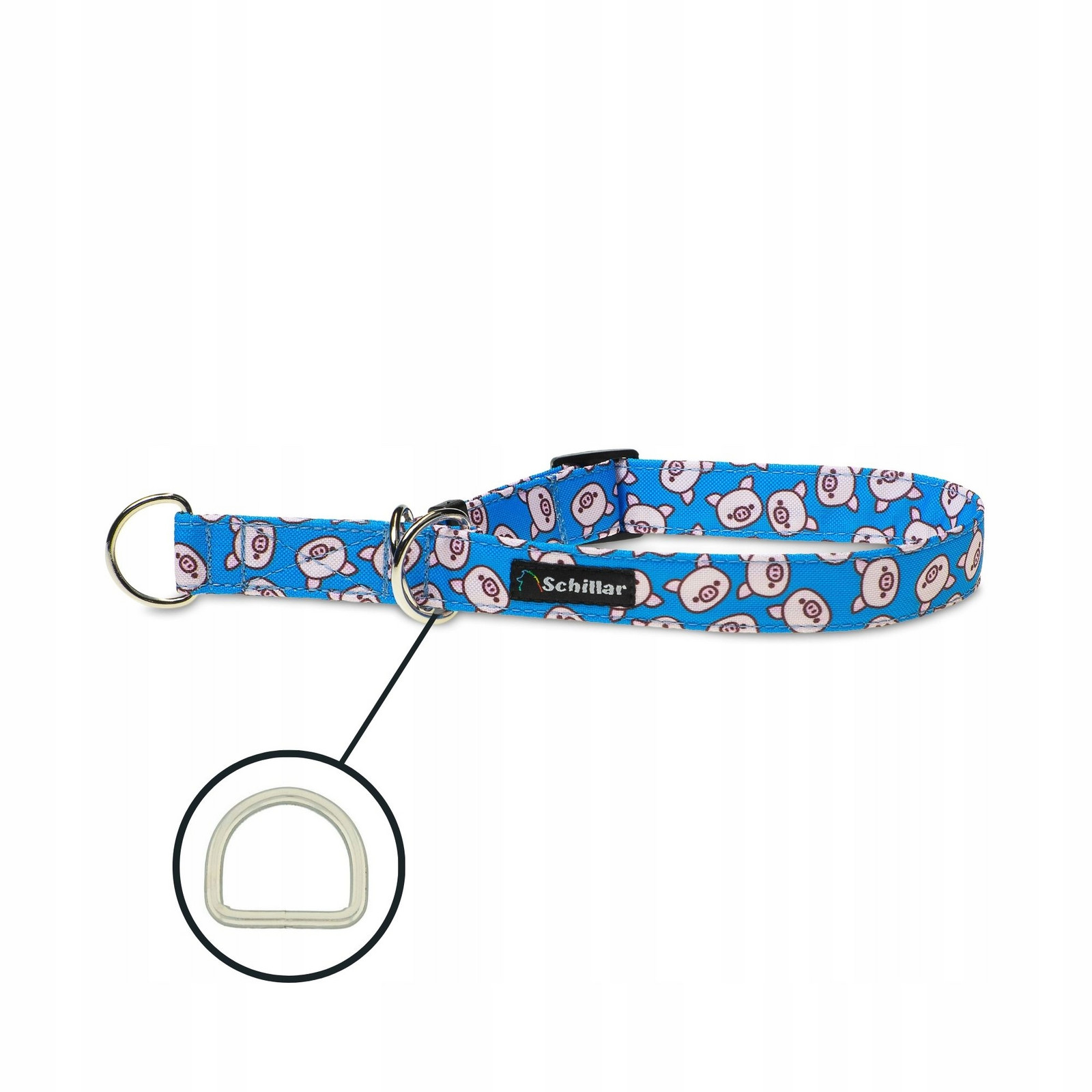 Polostahovací obojek pro velkého psa barevná prasátka modrá L XL 40-60cm