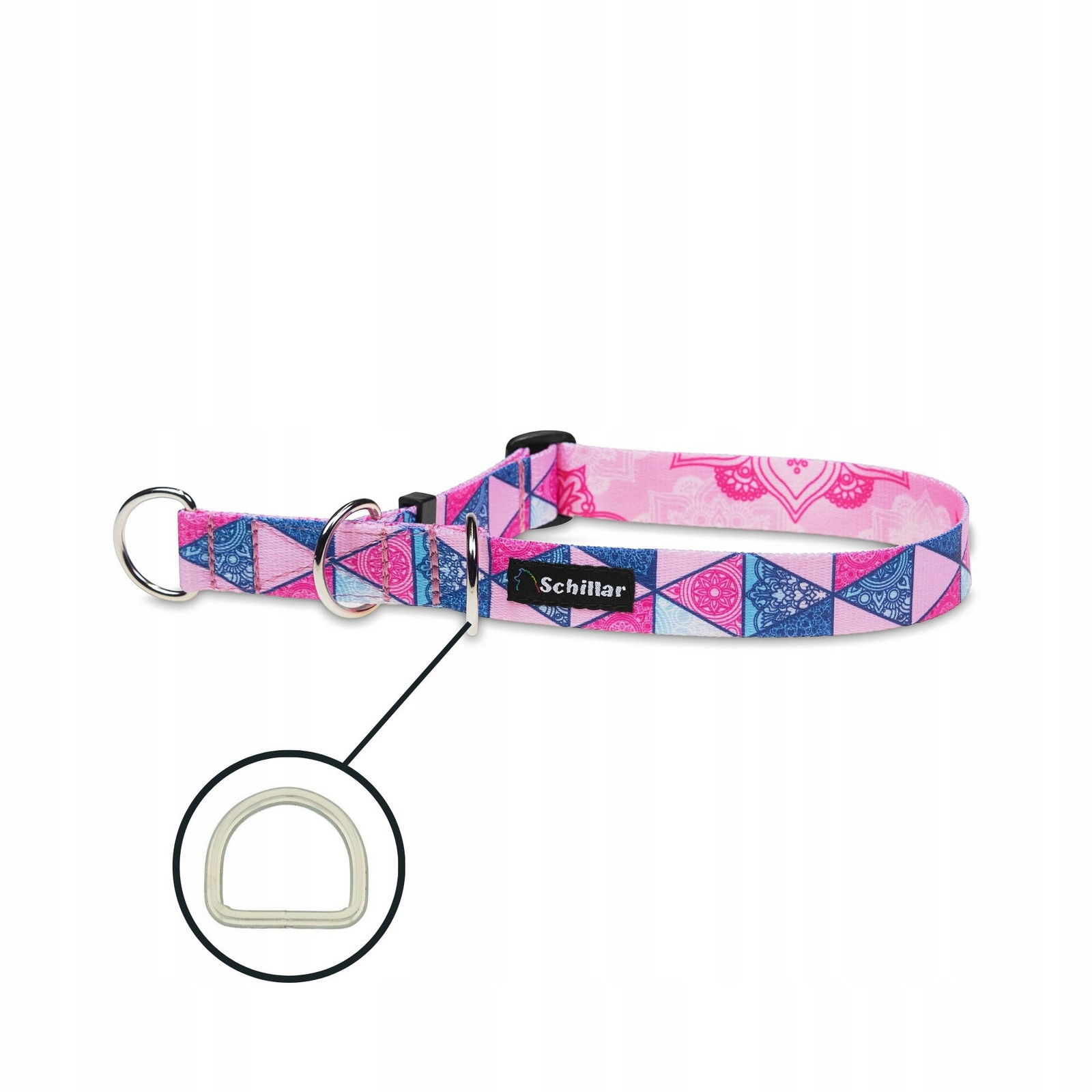 Polostahovací obojek pro velkého psa růžový ale mandaly! L XL 40-60cm