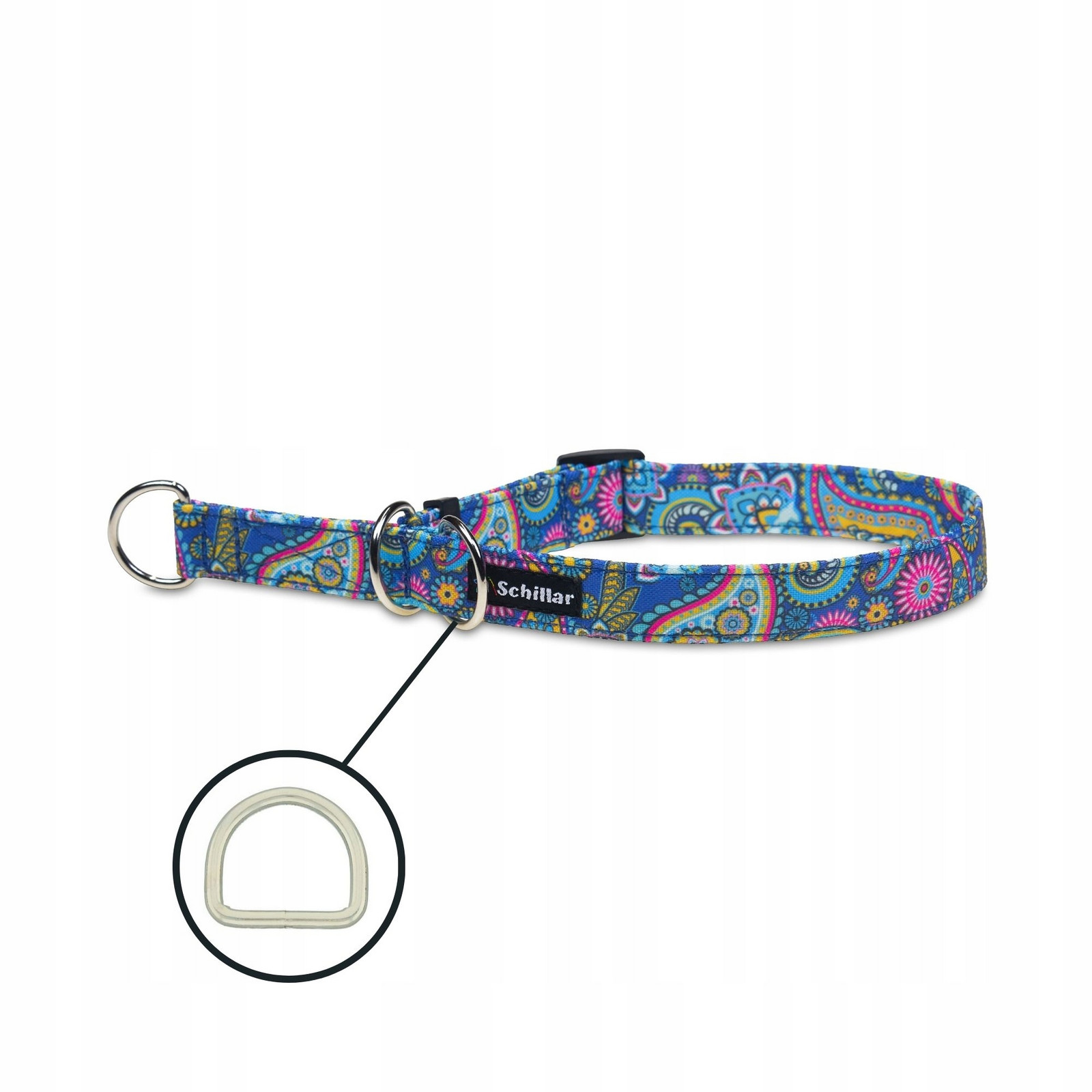 Polostahovací obojek pro velkého psa barevný modrý paisley L XL 40-60cm