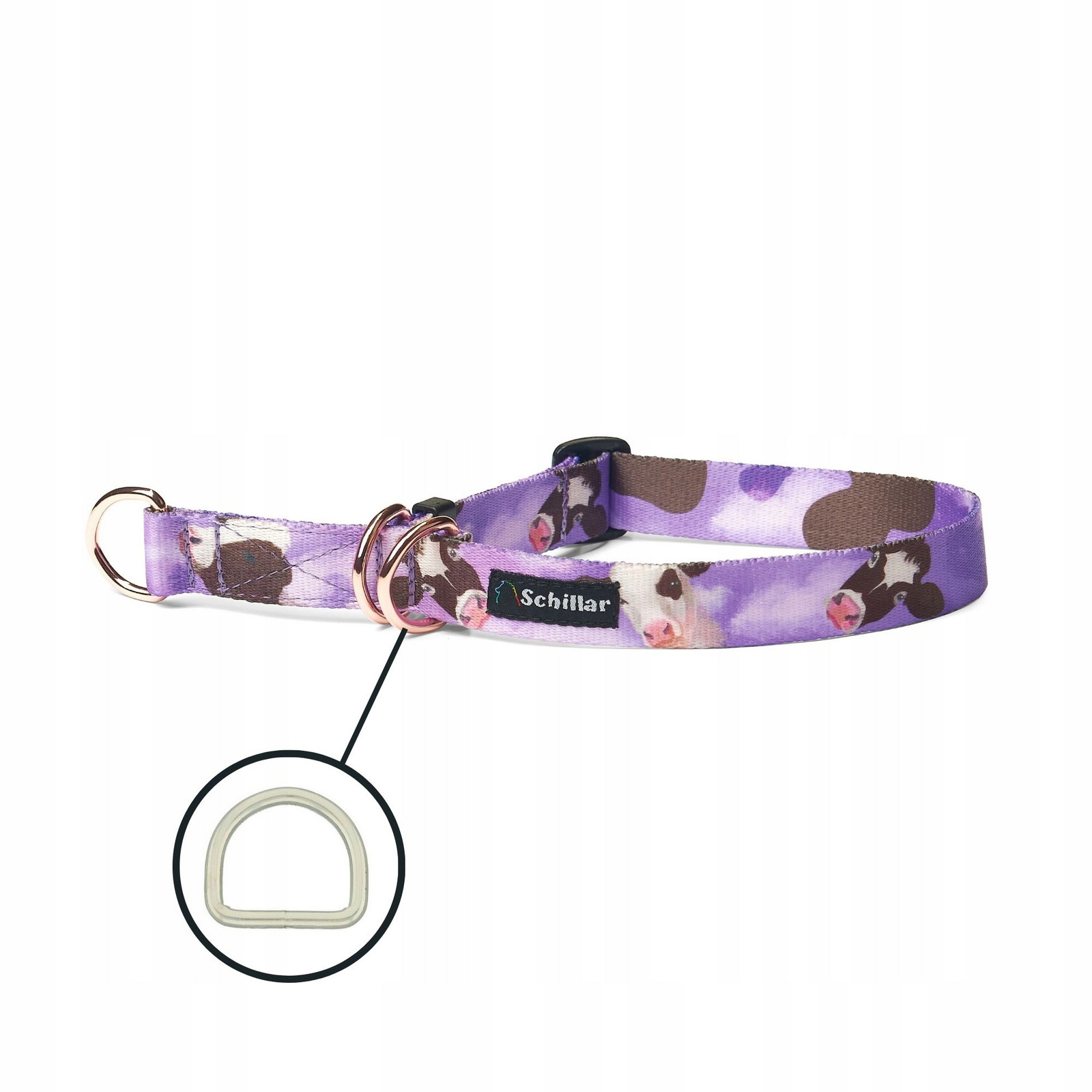 Polostahovací obojek pro velkého psa barevné fialové bonbóny krówki L XL 40-60cm